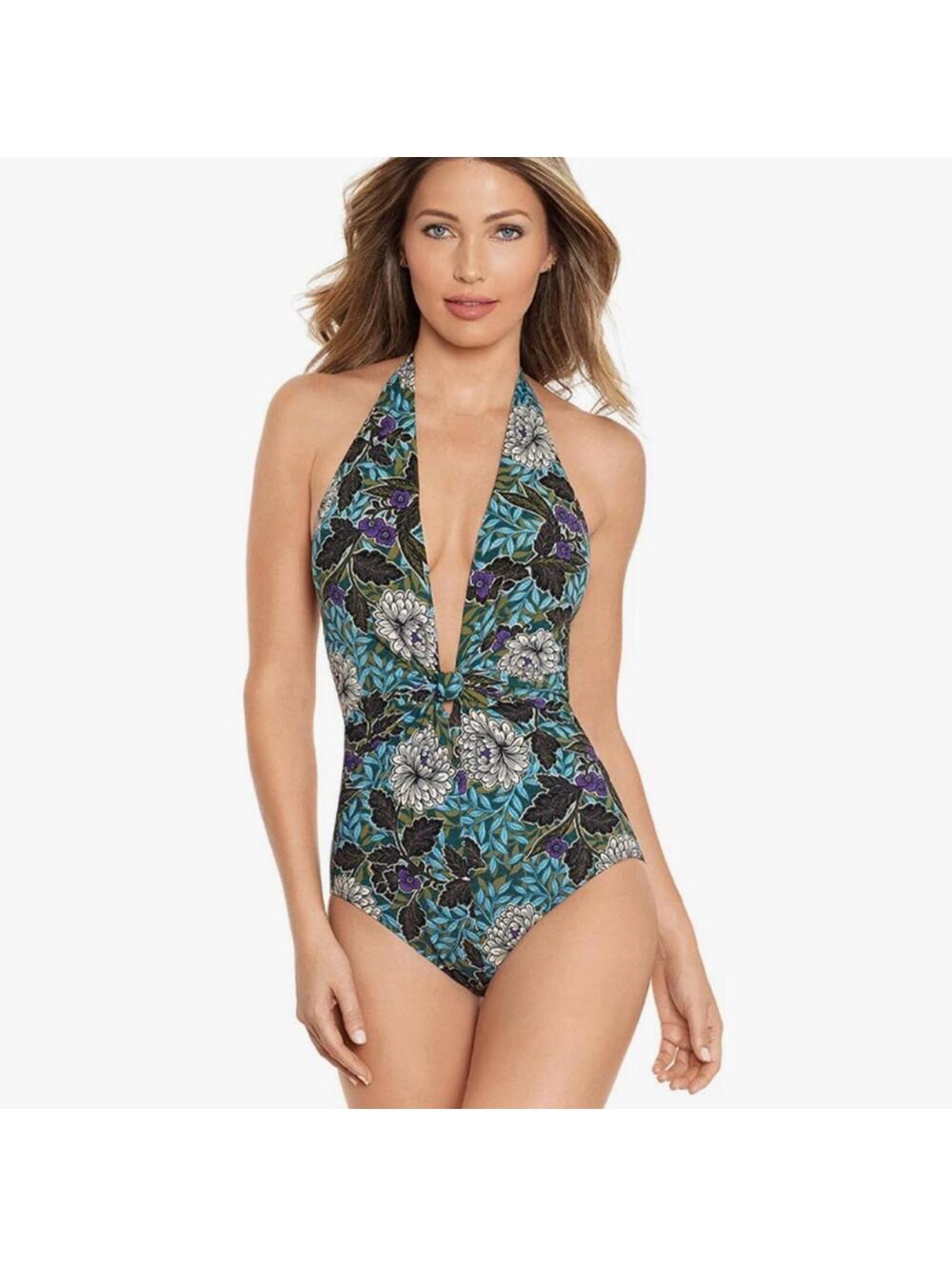 Women's Swimwear Rhiannon Dream Plunging Halter Neckline Soft Cup One Piece Swim